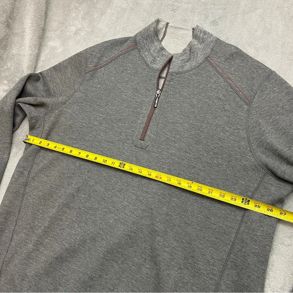 Tommy Bahama 1/4 Zip Pullover Gray Heather Mens Sweater Size XXL Reversible